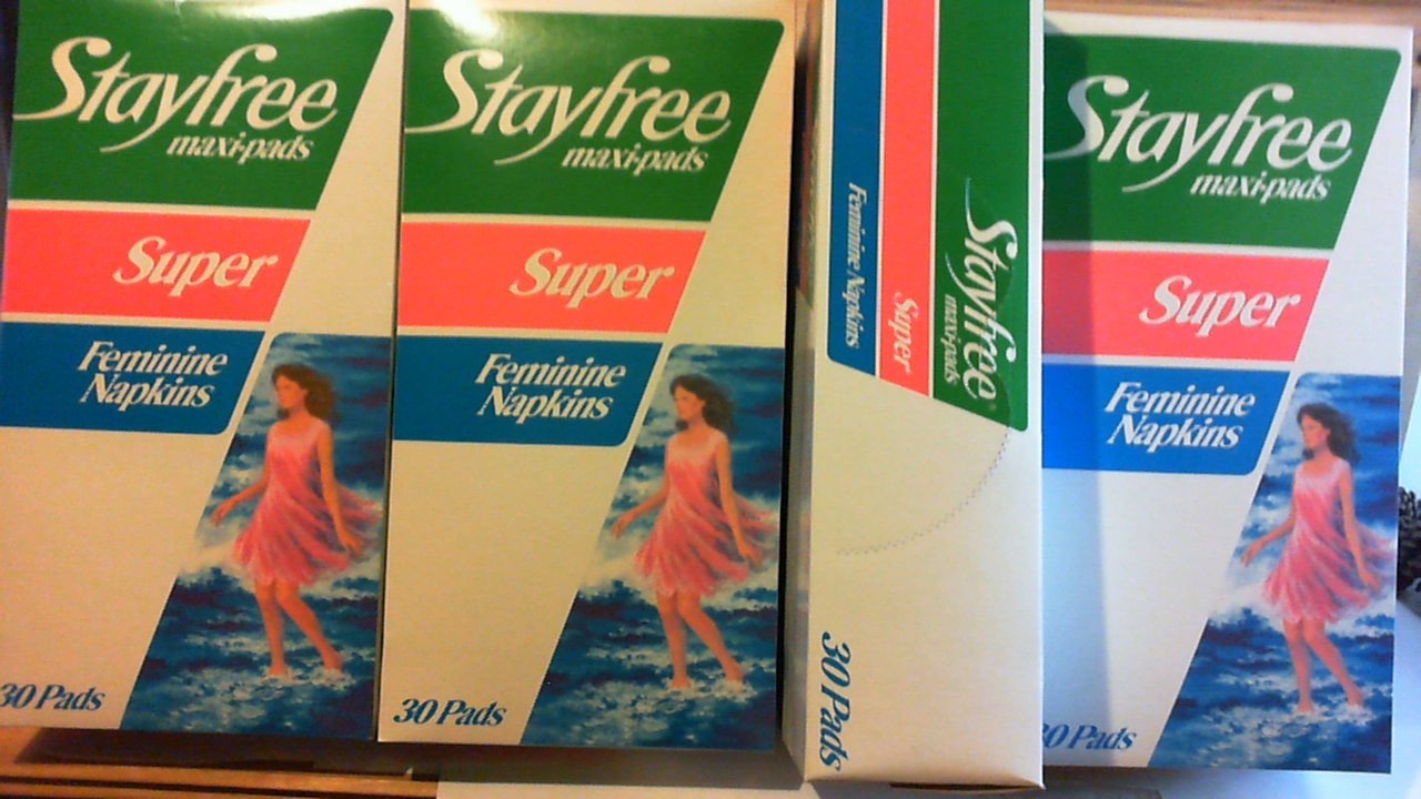 VintageSTAYFREEMaxiPadsSuperFeminine Napkins 1980s