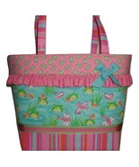 Frogs Dragonfly Girls Diaper Bag Changing Pad Car Seat Quilt Pink Aqua B... - $125.00