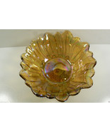 Indiana Carnival Golden Amber iridized Marigold Sunflower Glass Candy Di... - £48.88 GBP