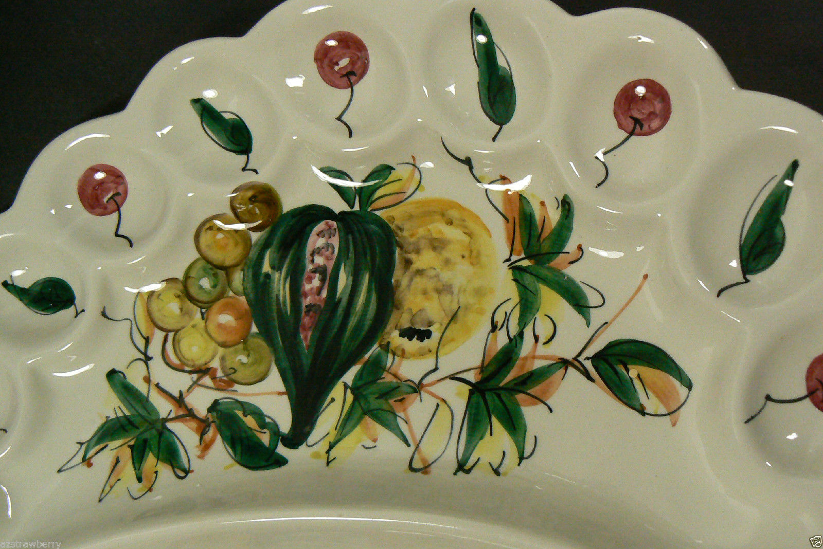One-of-a-Kind Vintage Handpainted Ceramic PlateServing Platter Gift Vintage Ketto Design of Veggie Platter Choux Fleur Made in Quebec