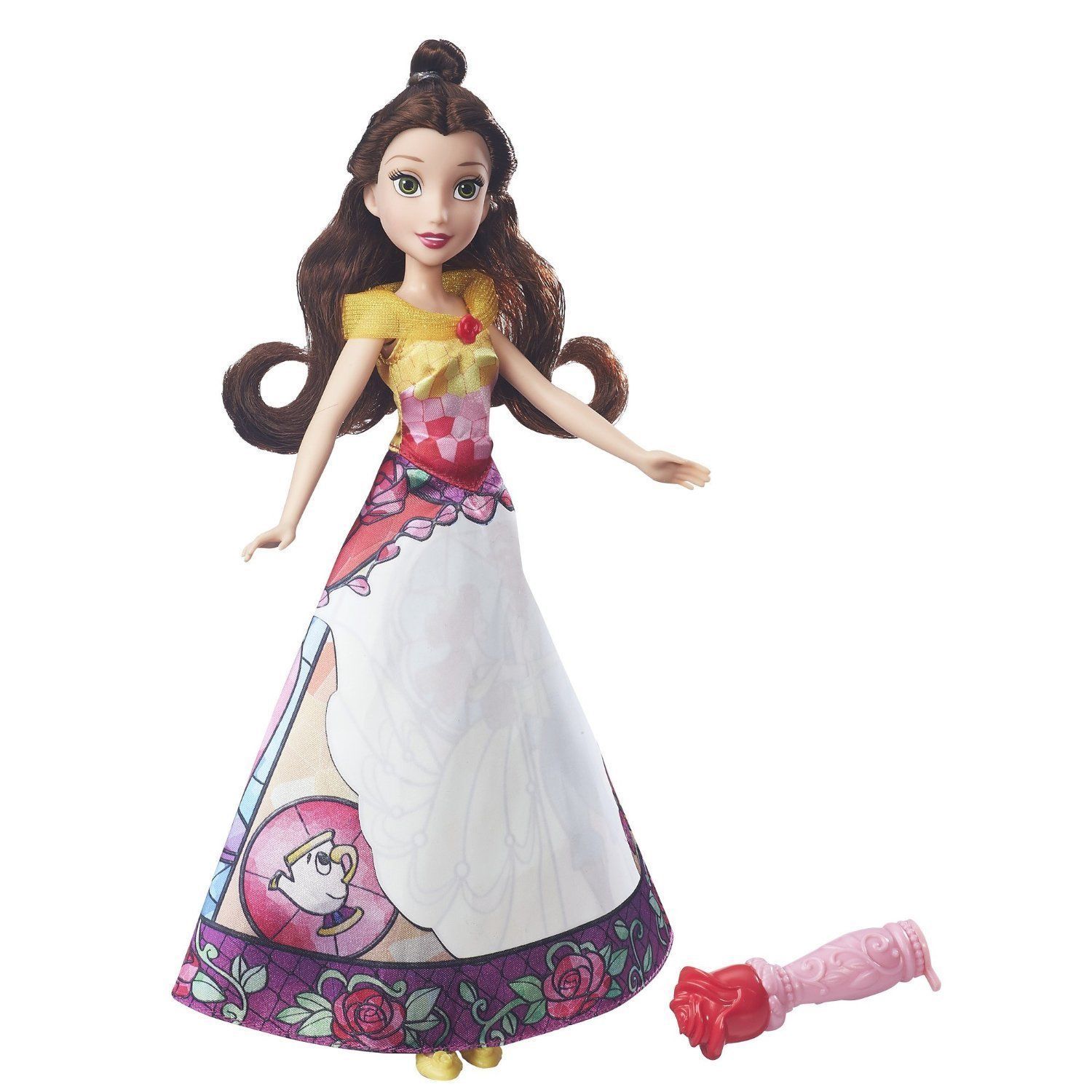 Image 1 of Disney Princess Belle's Magical Story Skirt Doll in Fuchsia/Yellow by Hasbro