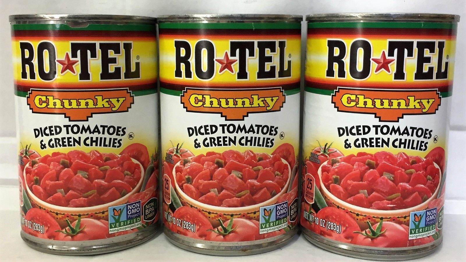 Rotel Chunky Diced Tomatoes with Green Chilies 10 oz (3 Cans) Condiments