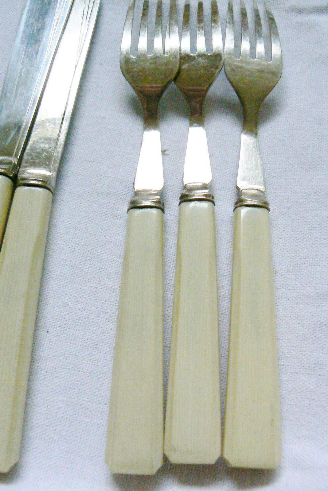 Vintage EPNS Silverplate Flatware Fish Fork Knife lot of 9 pc.Celluloid