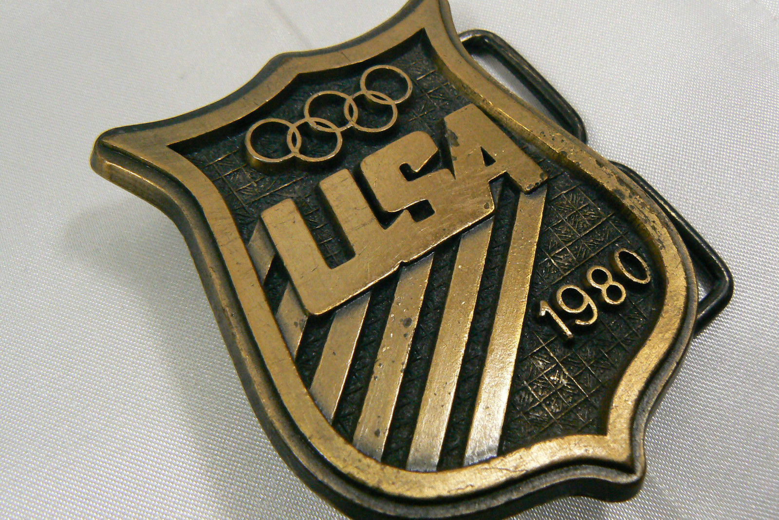 USA OLYMPIC GAMES COMMITTEE 1980 BELT BUCKLE BRASS METAL BELT BUCKLE