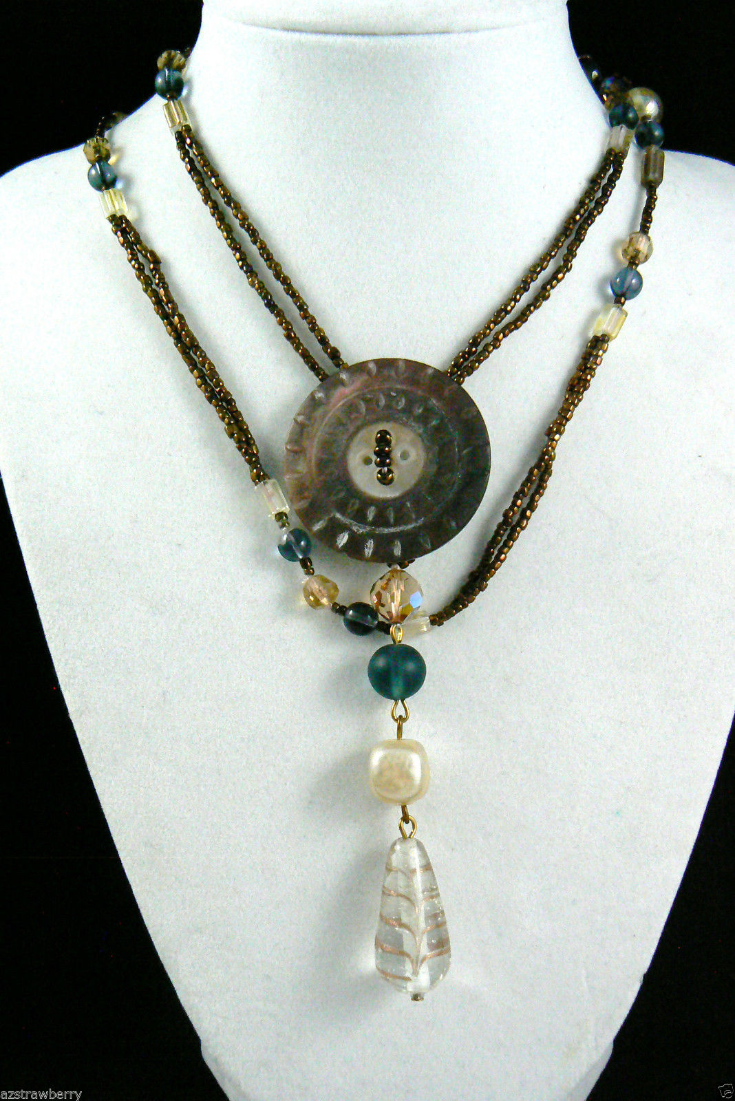 MOTHER OF PEARL & CRYSTAL BEADS NECKLACE 30