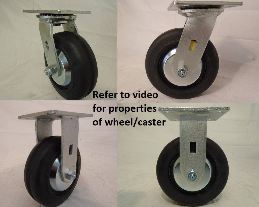 6" x 2" Swivel Casters Neoprene Wheel (2) Matching Rigid (2) 550lb each