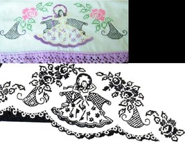 Southern Belle - Crinoline Lady pillowcase crochet &amp; embroidery pattern ... - $5.00