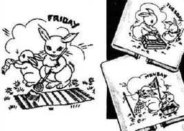 Bunny  Rabbit Family week days TOWEL embroidery pattern AB7211  - $5.00