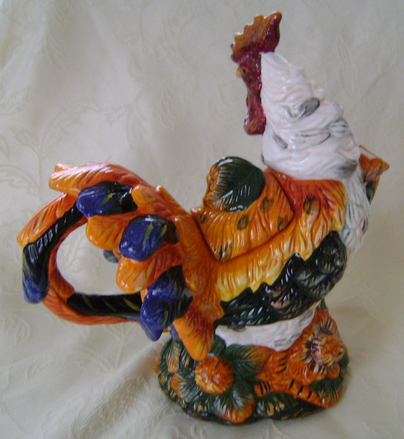 Colorful Rooster, Ceramic, Teapot Chickens
