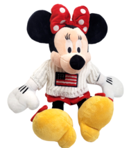 Disney Store Minnie Mouse 4th of July Plush 18" Red Dress Bow Cable Knit Sweater - $20.85