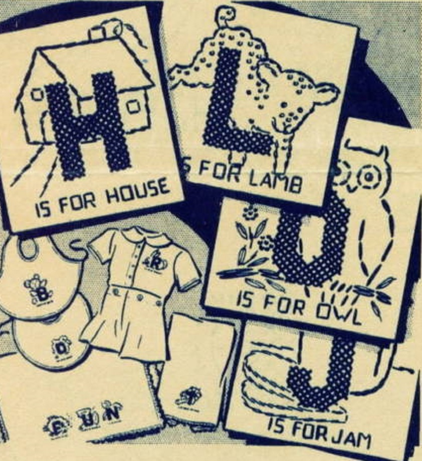 1940's Nursery Alphabet embroidery pattern AB6825 Embroidery & Cross