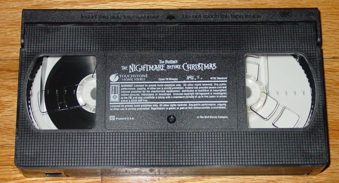 VHS TIM BURTONS NIGHTMARE BEFORE CHRISTMAS MOVIE VIDEO TAPE CLAMSHELL ...