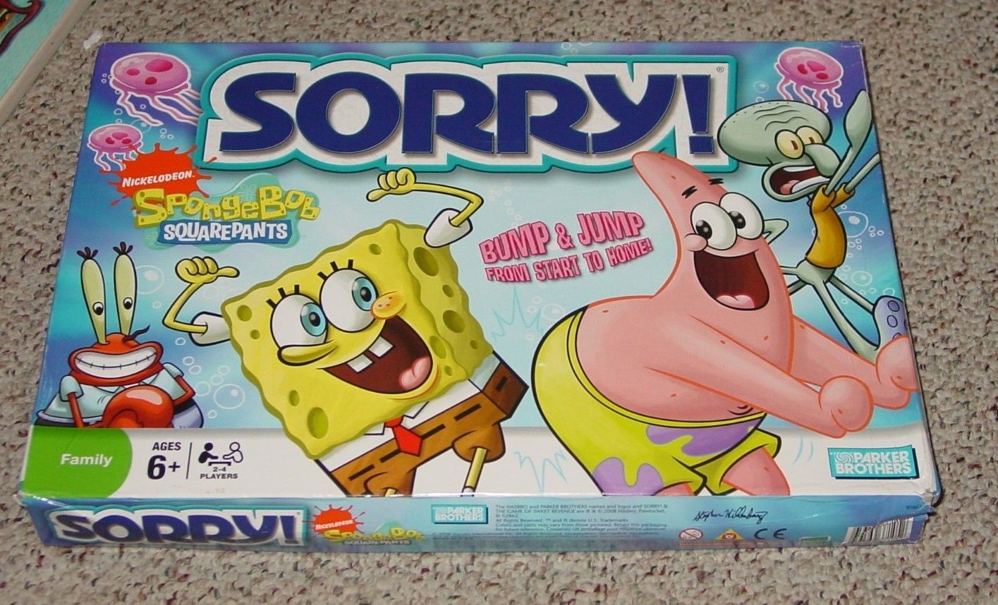 SORRY SPONGEBOB SQUAREPANTS EDITION SORRY GAME 2008 MILTON BRADLEY ...