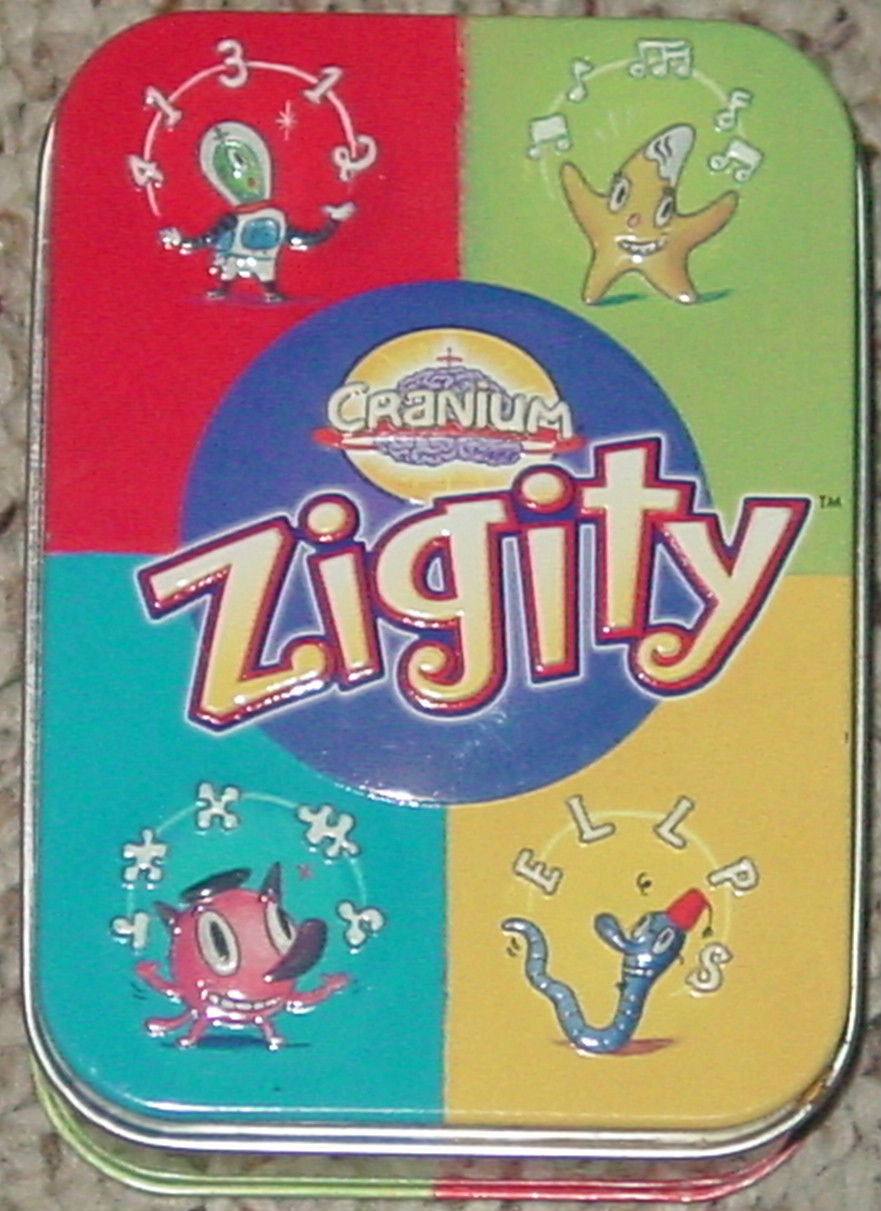 100 Complete Clear Cards Cranium Zigity Card Game in Collectors Tin