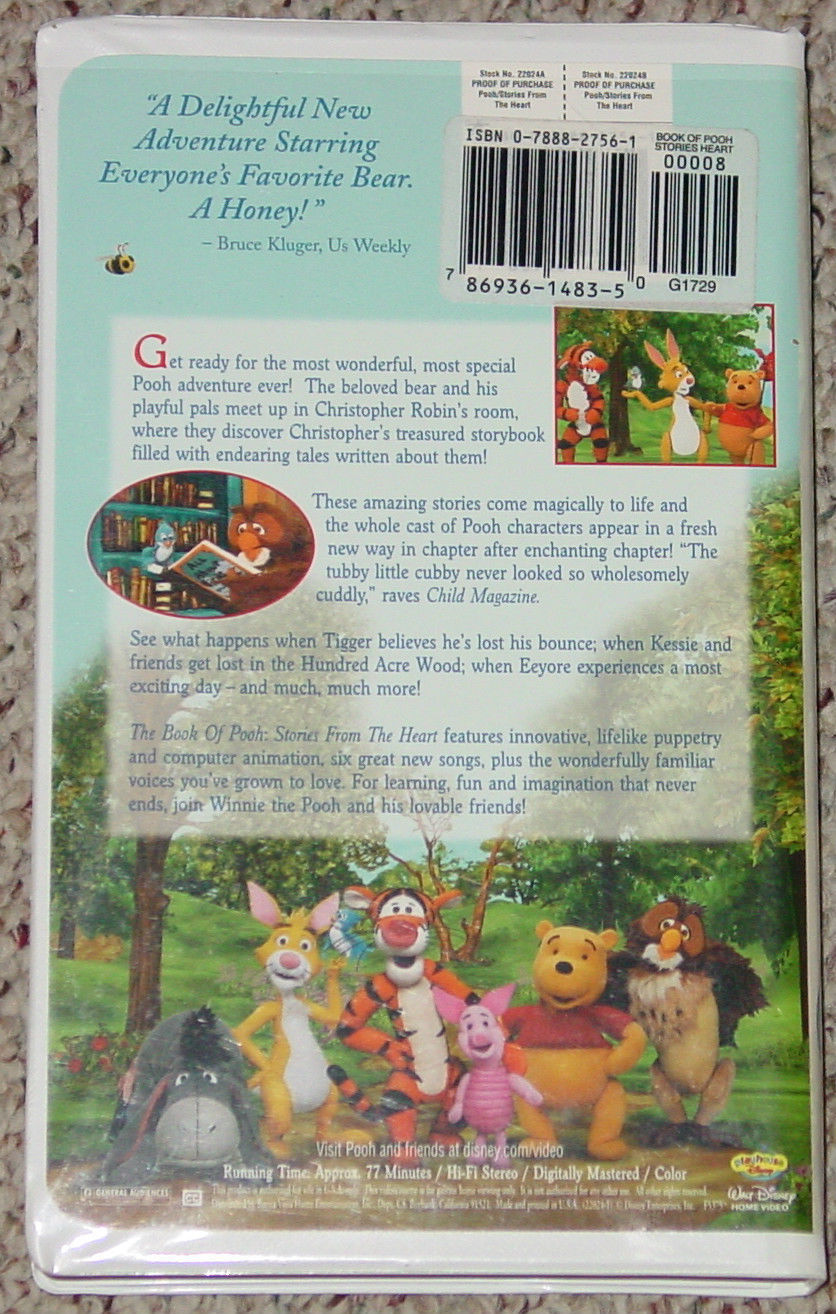 VHS BOOK OF POOH DISNEYS STORIES FROM THE HEART VIDEO TAPE DISNEY ...