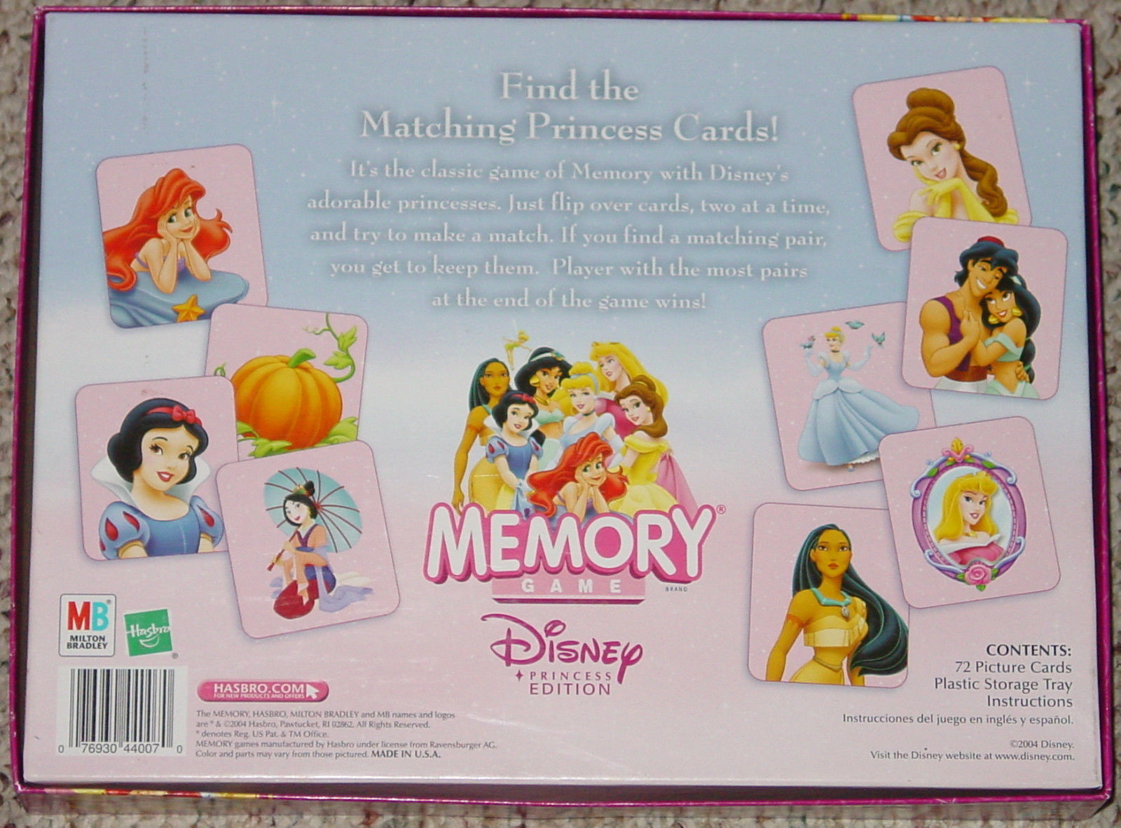 MEMORY GAME DISNEY PRINCESS EDITION GAME 2004 MILTON BRADLEY complete