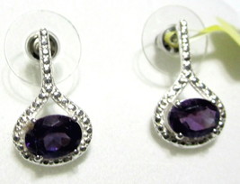 Purple African Amethyst Solitaire Oval Drop Earrings, 925 Silver, 2.25(TCW) - $29.99