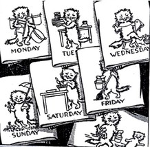 Kitten Cat DOW  days of week Towels embroidery pattern LW1280   - $5.00