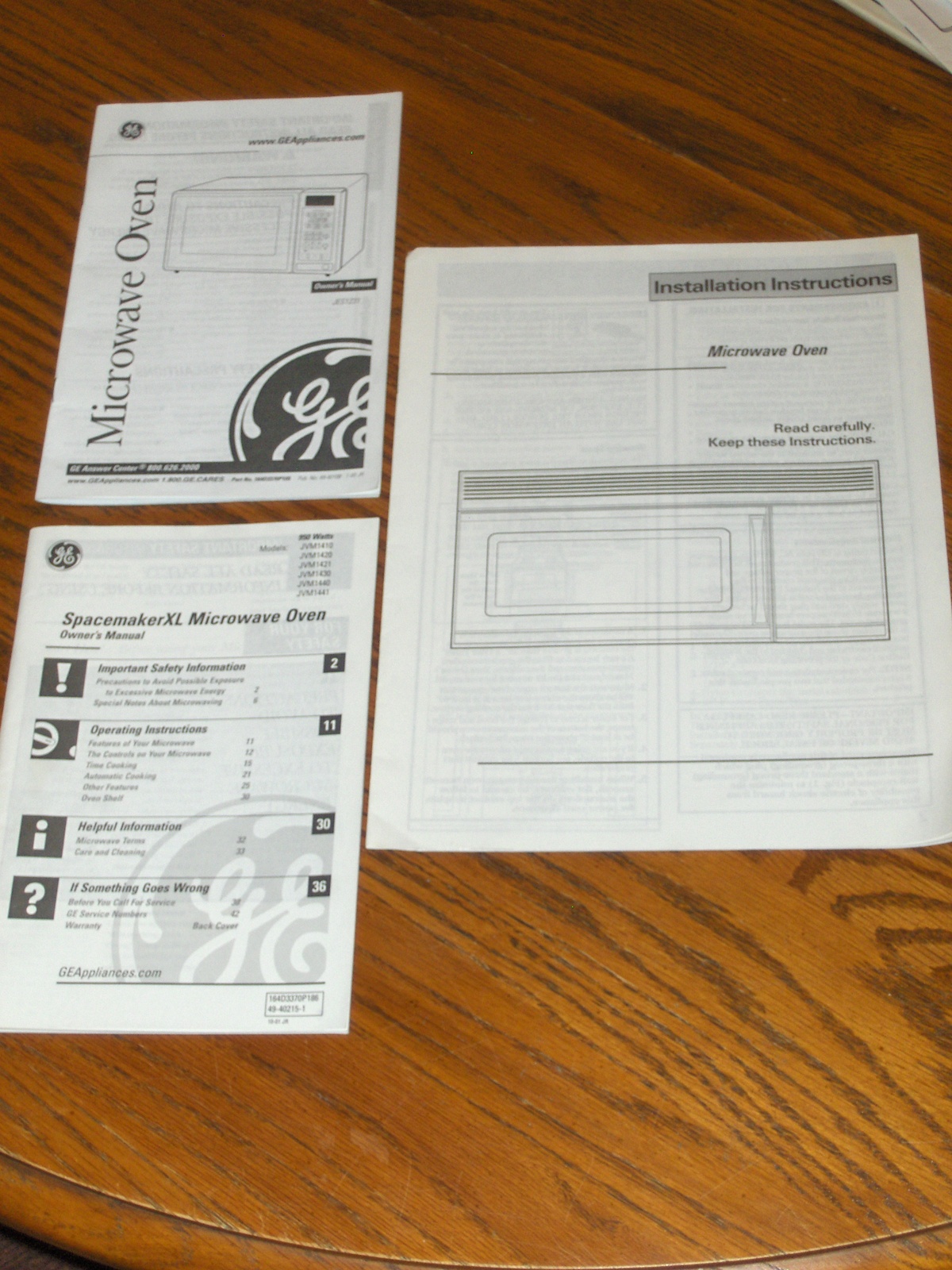 GE Spacemaker XL Microwave Oven Owners Manual JES1231 Installation
