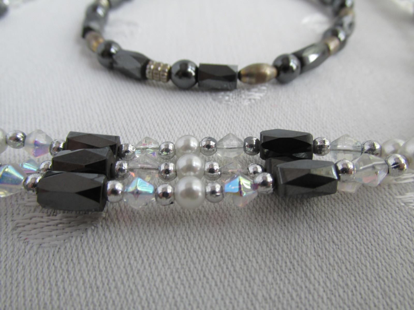 Handmade Therapeutic Bracelets Two, Single Double White Silver