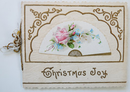 Victorian Christmas greeting card Whitney fan rose die cut vintage  - $9.00