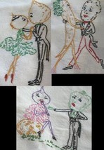 Animated Vegetable Romance Couples towel embroidery pattern BBoz/W951 - $5.00