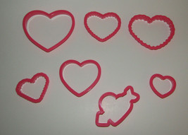 Hearts Cookie Cutters Set of 7 Love Valentines Day Arrow Wilton Plastic - $6.78