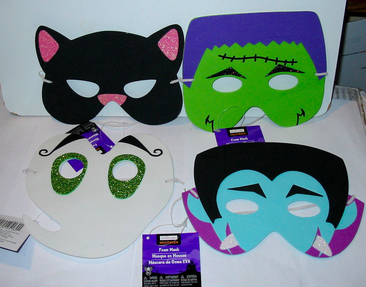 Halloween Foam Masks by Creatology 4+Vampire Ghost Monster Cat 4ea 40K