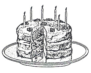 Unmounted Rubber Stamp: Birthday Cake - $2.50