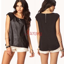Forever21 Coated Casual Party Faux Leather Front Sleeveless Punk Raglan ... - $69.99