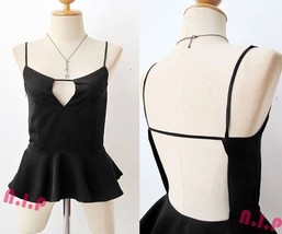 Cutout Open Back Backless Bust Cage Peplum Black Party Club wear Evening... - $117.00