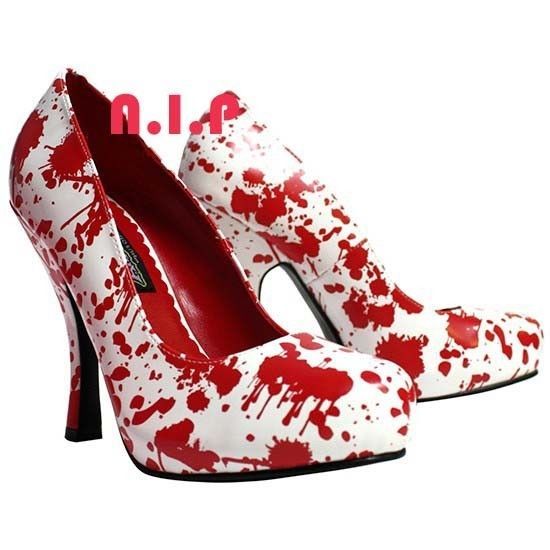 Blood Splattered White Stiletto Heels Funtasma 