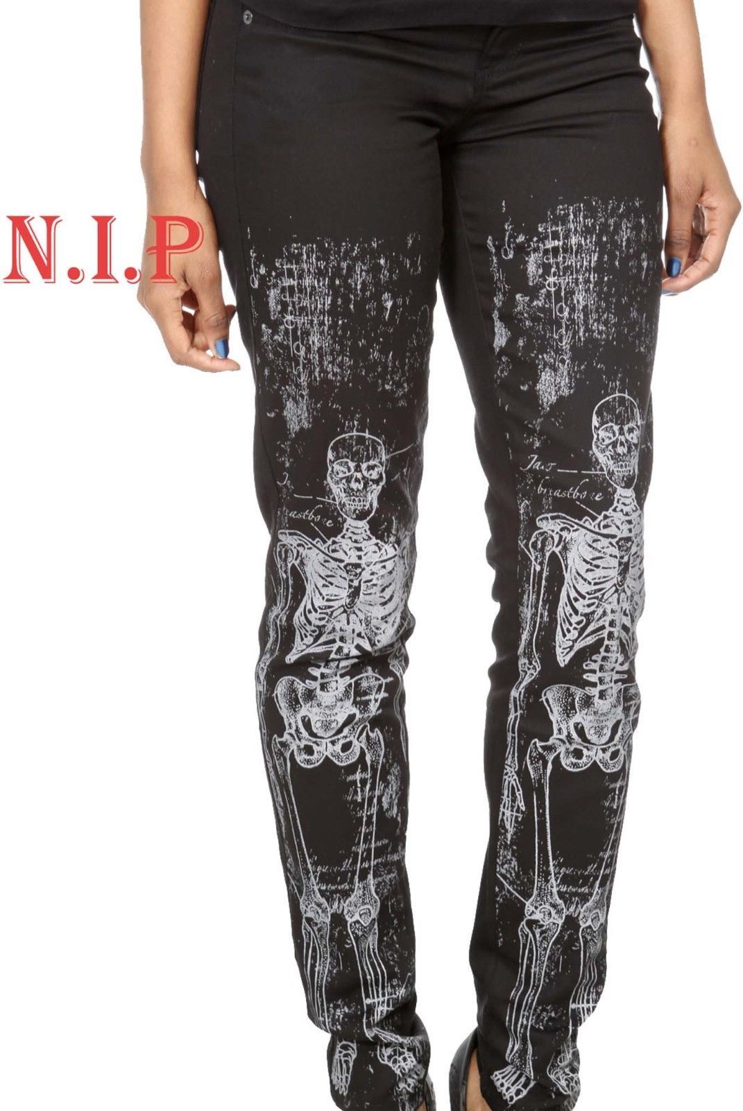 skeleton skinny jeans