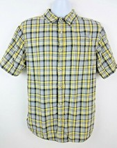The North Face Men's Shirt Size M Short Sleeve Button Down Plaid Blue Yellow - $22.46