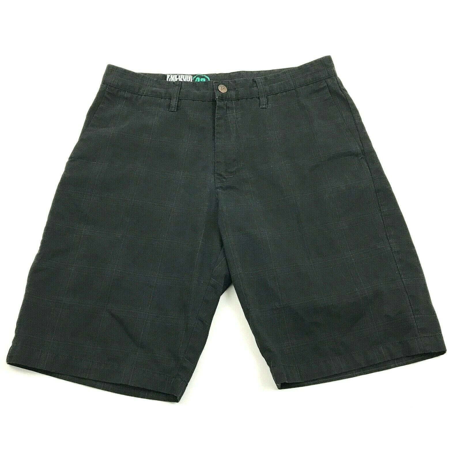 Volcom Black Chino Shorts Size 32 Waist Black Gray Checks Casual ...