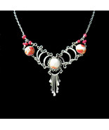 NECKLACE - Murano Glass w/Gemstones Handcrafted Twisted Silver Wire Wrap... - $25.00