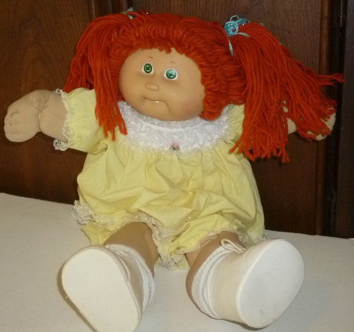 Vtg CPK CABBAGE PATCH KIDS Girl Doll red hair pigtail 1st tooth dress ...