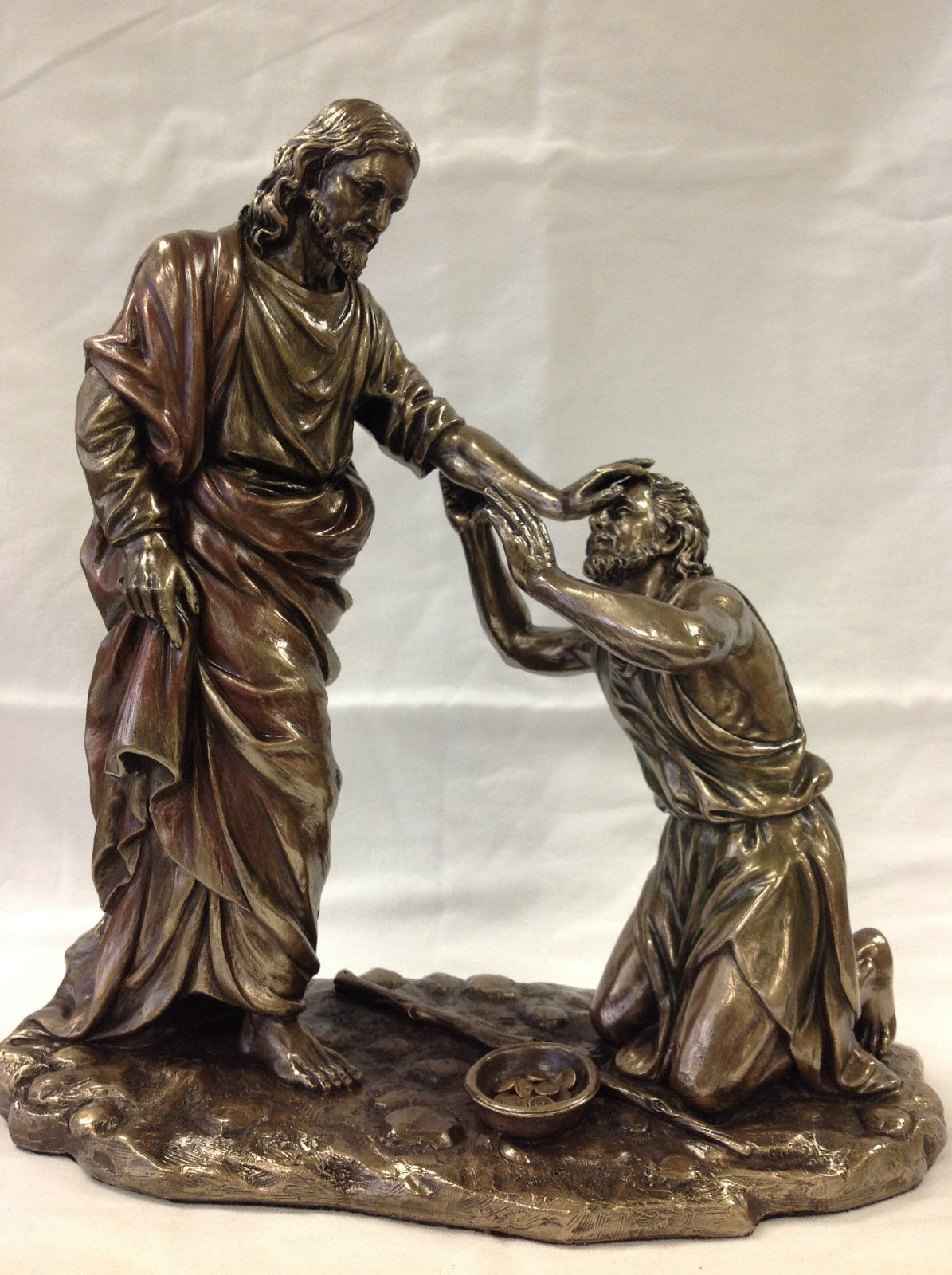 Jesus Healing Blind Man statue sculpture bronze finishShips Immediately