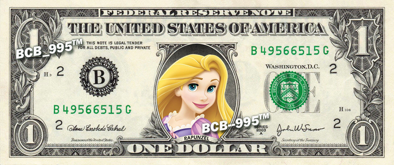 Disney's Princess RAPUNZEL on REAL Dollar Bill - Collectible Cash Money ...