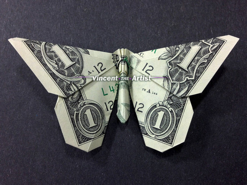 BUTTERFLY Money Origami Insect Animal Dollar Bill Cash Sculptors Bank Note Handm Origami