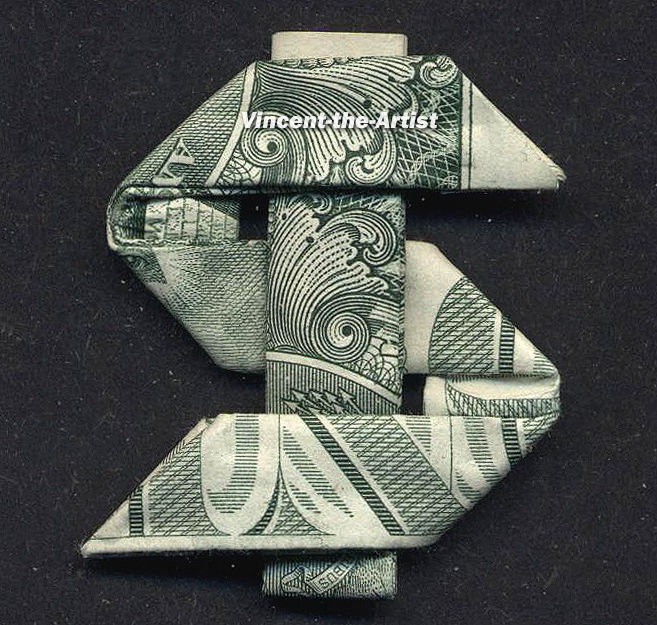 DOLLAR SIGN Money Origami Dollar Bill Cash Sculptors Bank Note Handmade