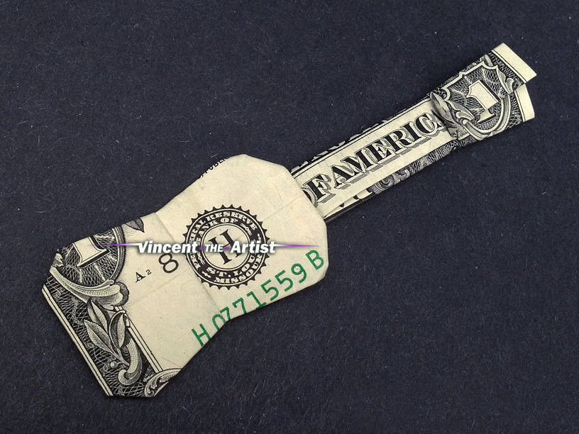 Money Origami UKULELE GUITAR Dollar Bill Art Made with real 1