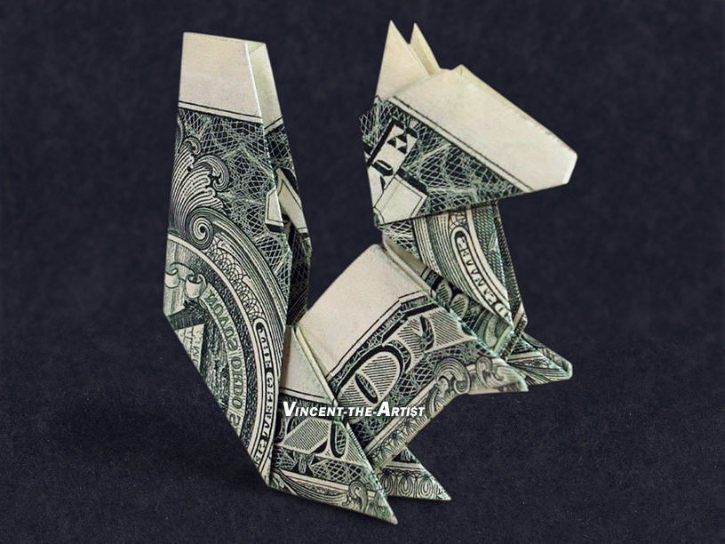 SQUIRREL Money Origami Art Dollar Bill Cash Sculptors Bank ...