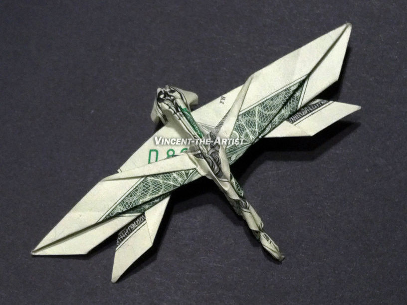DRAGONFLY Money Origami Art Dollar Bill Cash Animal Insect Sculptor