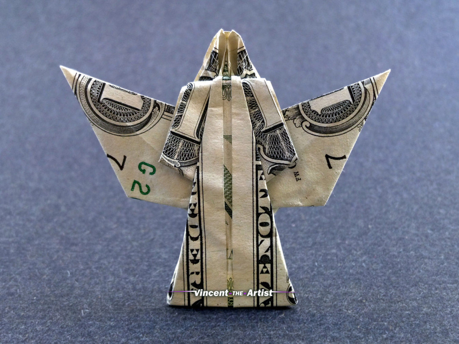 Money Origami ANGEL Dollar Bill Art Made with 1.00 Cash Origami