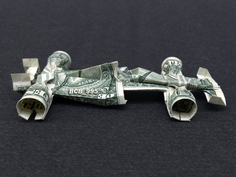 Money Origami FORMULA 1 RACE CAR Dollar Bill Art Made with real 1