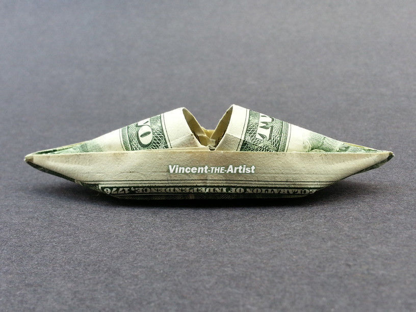 2 Money Origami KAYAK Dollar Bill Art Made with 2.00 Bill Origami