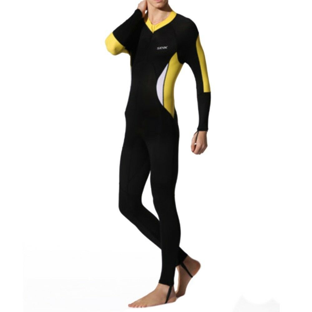 S016S017S018 Onepiece Diving Suit Wetsuit Surfing yellow unhooded XS Men
