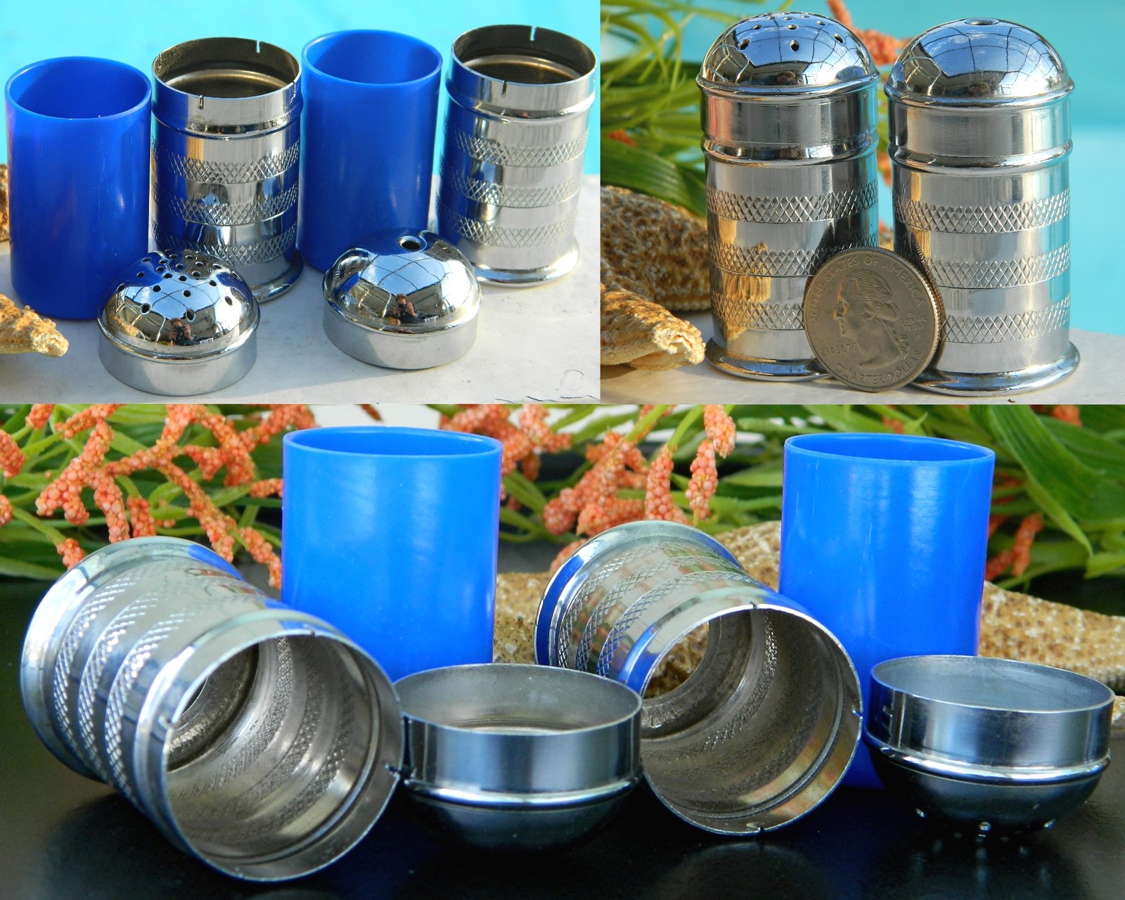 Vintage Salt Pepper Shakers Mustard Pot Spoon Set Silver Tone England