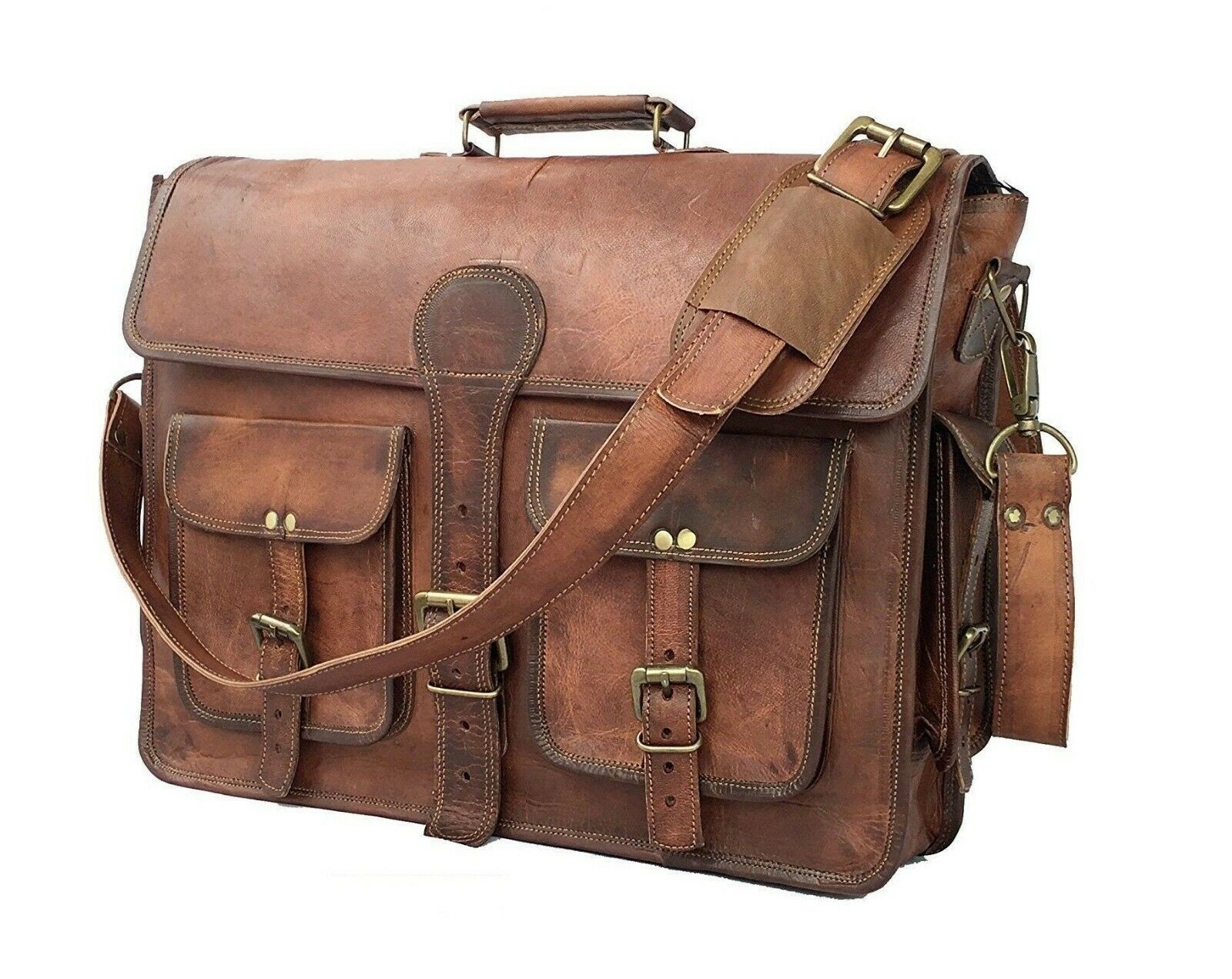 Large Genuine Leather Messenger Bag - 18 Inch, 16 Inch Leather Laptop ...